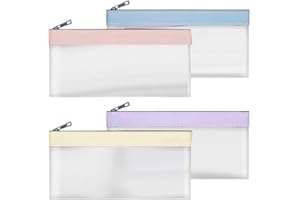 UIEXAY 4 Pcs Sacchetti Porta Soldi Per Money Bags With Zipper Soldi Con Cerniera, Buste Per Soldi Buste Per Contanti Borsa Per Banca, Organizer Multiuso, Buste Trasparenti Per Soldi Per Contanti