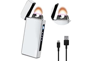 SKRFIRE Electric Lighter Plasma Lighter Windproof Flame Electric Lighter Arc Lighter rechargeable lighter candle lighter Indoor&Outdoor (Silver)