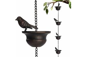 Tagtight Chaîne de pluie pour gouttière d'oiseaux, chaîne de drainage, chaîne de tuyau de pour l'extérieur, cloche de pluie en métal, chaîne de pluie suspendue, décoration de jardin extérieur