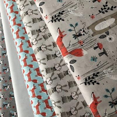 WOODLAND FABRIC BUNDLE - Fox Bear Forest Grey - Bundle - FEFB03 - 5 Fat Quarters each 55 cm x 50 cm - By Fabric Editions - 100% Cotton