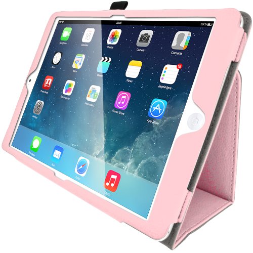 igadgitz Pink Rosa PU Ledertasche Hülle Folie für Apple iPad Air 2013 Mit Multi-Winkel Betrachtungs-stand + Auto Sleep/Wake + Displayschutzfolie - 6