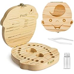 Boîte à Dents De Lait En Bois Avec Étiquette Française,Organisateur De Rangement Pour Les Dents De L'Enfant,Souvenir Et Cadeau Pour Nouveau-Nés, Enfants, Garçons Et Filles