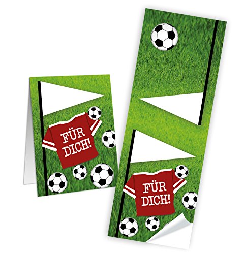 10 braune Geschenktüten Papiertüten mit beschreibbarem Aufkleber Sticker Fußball „Für Dich“ (Tütengröße: 14 x 22 x 5,6 cm); perfekt für die Fußball-Party und jeden Fußball-Fan; 1a-Qualität - 2