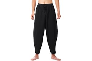BPURB Pantalones Medievales Renacimiento de algodón cordón para Hombre Pantalones con Bolsillos Casuales Slim Fit Trouser de Hombres