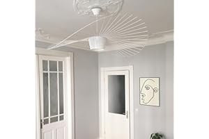 GLZXMQBP Vertigo Lampe 80CM Weiss Pendelleuchte Vintage HäNgelampe Modern Hut Wohnzimmer Kronleuchter für Kreative (einstellbare Lichthöhe) in Fiberglas + Polyurethan, E27 Kronleuchter
