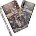 Produktbild COTDINFOR Samsung Galaxy A750 Hülle 3D-Effekt Painted cool Schutzhülle PU Leder Flip Bookcase Handy Tasche Magnet Standfunktion Etui für Samsung Galaxy A7 2018 / A750 Cat Tiger YX.