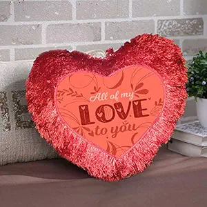 DreamVio Love Heart Shape Valentine's Day Gifts Fur Cushion,Plush Pillow for Gifting on Birthdays,Anniversaries Color - Red (Size- 15x17 inch) Shape 18