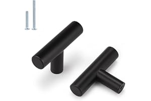 Goldenwarm 10er Küchengriffe Schwarz Möbelknöpfe Stangengriff Edelstahl Türknopf Einzelloch für Tür Schrank