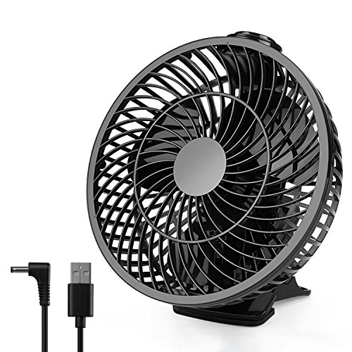 Amzdeal Mini Clip Tischventilator mit maximaler Windgeschwindigkeit 4 m/s, Durchmesser 9,6 cm, für den Schreibtisch, USB Ventilator, schwarz