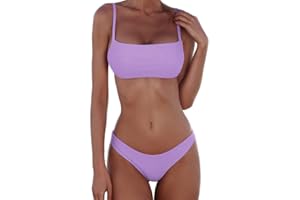 Meioro Conjuntos de Bikinis para Mujer Push Up Bikini Traje de baño de Tanga de Cintura Baja Trajes de baño Adecuado Viajes Playa La Natacion
