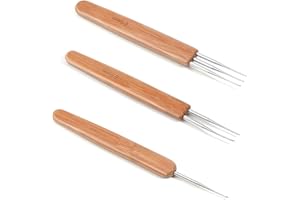 BUOKKON 3 Pieces Dreadlocks Tool Dreadlock Crochet Hook Set Hair Crochet Needle Includes 3Pcs Dreadlock Crochets with 1 Hook 2 Hooks 3 Hooks for Braid Craft (0.5 mm)