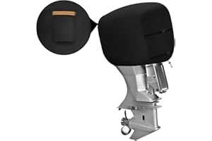 RELEDESA Demi-Couverture de Moteur Hors-Bord de Bateau, Housse de Protection pour Hors-Bord en 600D Oxford Imperméable avec 1 Bande Réfléchissante, 2 Coupe-Vent Boucle et Cordon de Traction Jusqu'à 60-100 HP