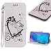 Produktbild Brieftasche hülle für Huawei P30 Lite,CESTOR Elegante Liebe Herz Blume Geprägte Muster Magnetverschluss Flip hülle mit Faltbar Stand und Halter Kreditkarte Slots hülle für Huawei P30 Lite,Weiß