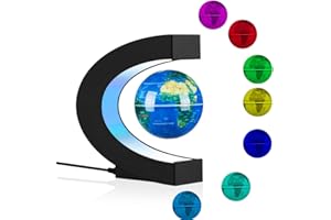 DIDWI Globe en lévitation Multicolore Changement de couleur Rotation Globe flottant avec lumière LED Carte du monde à lévitation magnétique Globes Veilleuses Lampe de décoration de bureau Cadeaux uniques