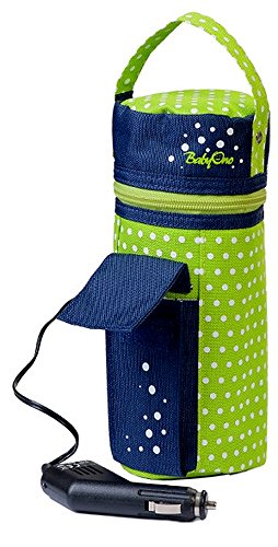 CAR WARMER BABY BOTTLE TRAVEL HEATER FEEDING BABYONO 12V NEW (Green - Navy)