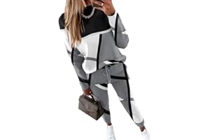 Yesgirl Damen Jogginganzug Zweiteiler Outfit 2 Stück Trainingsanzug Set 2 Teilig Freizeitanzug Sportanzug Colorblock Sweatshirt + Jogginghose Sportswear Sportbekleidung Tracksuit