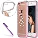 Price comparison product image iPhone 6S Case,iPhone 6 Case,EMAXELER TPU Silicone Case Cover with Electroplate Frame for iPhone 6/6S 4.7 inch, Mini Love Heart Design Glitter Bling Crystal Rhinestone Diamonds Clear Rubber Plating Rose Gold Frame Soft TPU Bumper Case Cover for iPhone 6/6S 4.7" -- Peacock[Rose Gold]