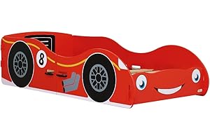 happybeds Racing Car Children's Toddler Bed, Red Race Car Junior Bed - 70 x 140 cm