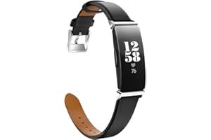 MoKo Bracelet Compatible avec Fitbit Inspire/Inspire HR, Classique en Cuir Véritable Bande de Montre Bracelet pour Fitbit Inspire/Inspire HR