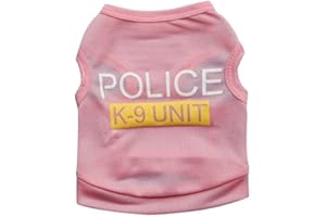 Doggie Style Store Pink Police K9 Unit Dog Pet Puppy Vest Top 4 Sizes T Shirt Security Guard T-Shirt Fancy Dress Outfit Cop Policeman Uniform Size S