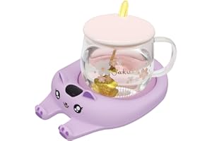 MYMULIKE Chauffe Tasse, Chauffe café pour Bureau, Chauffe-Tasse à café, arrêt Automatique, Chauffe-Bougie Intelligent avec 3 réglages de température, Chauffe-Boisson électrique (Violet)