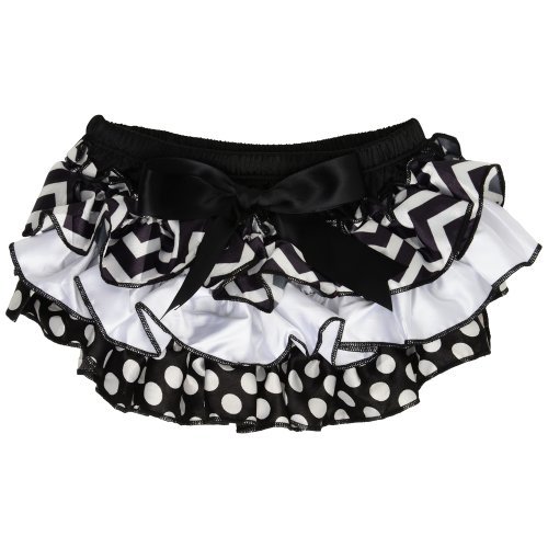 juDanzy Satin baby ruffle bloomers Diaper Covers in a Variety of colors & sizes (0-6 Months, Black & White) Color: Black & White Size: 0-6 Months