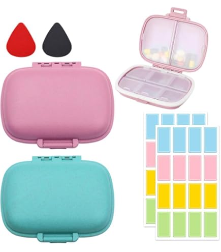 2 Pezzi Organizer Pillole Portatile 6 Scomparti Per Medicinali