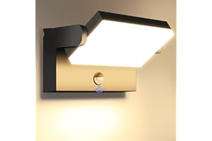 ledmo 60W Applique Murale Exterieur/Intérieur avec Détecteur de Mouvement 5000LM Noir Lampe Applique Exterieur 3000K Projecteur Exterieur Led avec Panneau LED Pivotant à 360° Étanche IP65