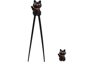 AGOGUE Bacchette per bambini Cat Paw Chopsticks per bambini, per mangiare, allenamento, aiuto personalizzato, nero, come supporto per principianti, ideale per ramen, piatti asiatici