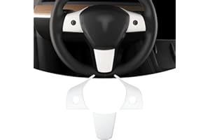 KKTR-CAR Copertura del volante in fibra di carbonio reale per Tesla Model3 ModelY 2018-2023 modifica interna Accessori volante auto (Bianco)