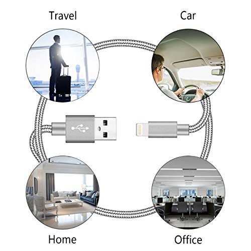Youer C  ble iPhone 3M   Pack de 3  C  ble Lightning vers USB Chargeur iPhone en Nylon avec Aluminium Connecteur pour iPhone X 8 8 Plus 7 7 Plus 6s 6s