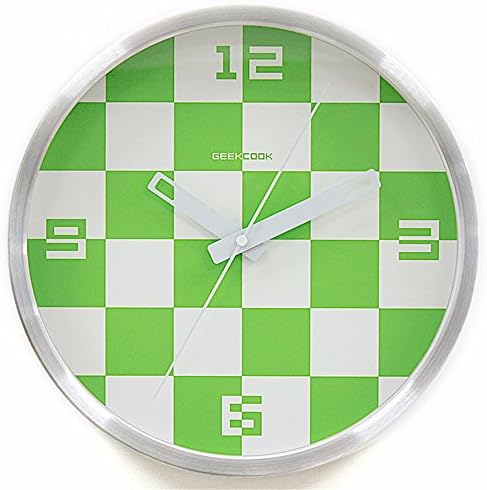 Chessboard Clock Art Clock Living Room Bedroom Clock Simple Silent Metal Wall Clock 30CM, D Silver Frame