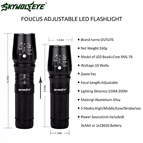 Oyedens Taschenlampe, LED 2000 Lumen G700 Zoom Taschenlampe X800 MilitäR Lumitact Taschenlampe BatterieladegeräT - 4
