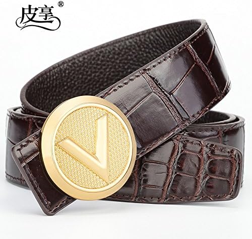LLZZPPD Leather Belt/Men'S Youth Letters Smooth Buckle Belt Men'S Belt Wedding/Birthday/Gift/Couple/Valentine/Decoration , Coffee Gold Buckle , 110Cm