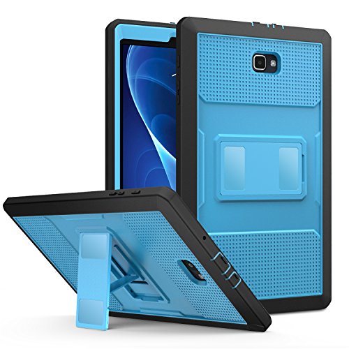 MoKo Galaxy Tab A 10.1 Hülle - [Heavy Duty] Ganzkörper-Rugged Hybrid Stand Cover Schutzhülle mit integriertem Displayschutz für Samsung Galaxy Tab A 10.1" (2016) Wi-Fi/ LTE T580N / T585N?Keine Stiftversion?, Blau & Dunkel Grau