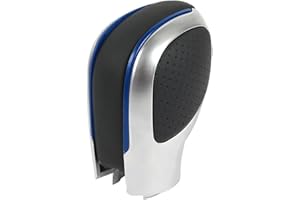 CMLGWL Schaltknauf Für Golf 6 7 R Für GTI Für Passat B7 B8 CC R20 Für Jetta MK6 Für GLI Wildleder Leder Schaltknauf Getriebe Seite Abdeckung Schalthebel(04- Blue with Holes)