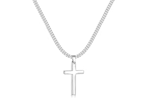 Zinvefa Kreuz Kette Herren Edelstahl Anhänger Kreuz Halskette Silber/Schwarz/Gold,Anhänger 15 * 28mm - 50 * 30mm