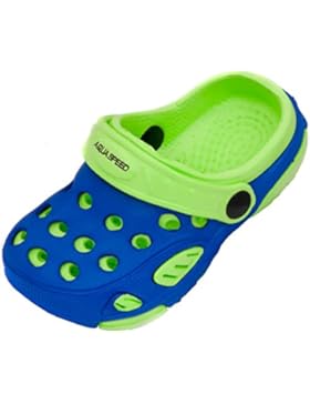 AQUA-SPEED Clogs Für Kinder Und Babys - Badeschuhe - Ideal Für Strand, Pool Und Schwimmbad - #As Lido, 01 Blau...