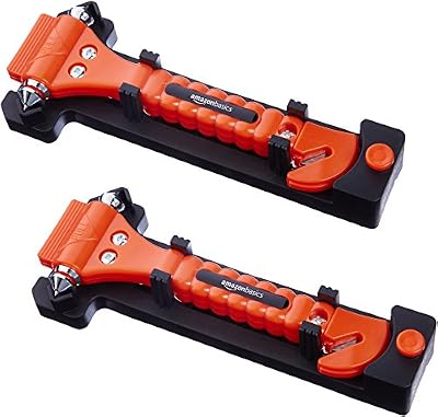 AmazonBasics Lot de 2 coupe-ceintures et marteaux brise vitre d'urgence