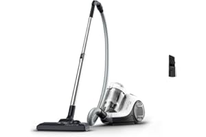 Rowenta Swift Power Cyclonic RO2917, Aspirapolvere a Traino Senza Sacchetto, Potenza 900 W, Motore Silenzioso, Serbatoio facile da Pulire, Bianco/Grigio