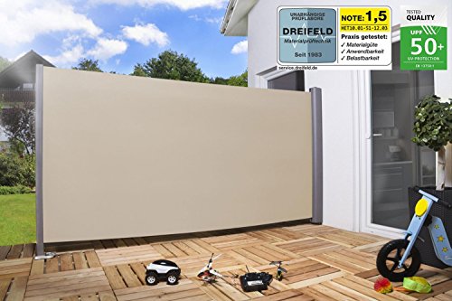Seitenmarkise 'PRO' Sichtschutz Sonnenschutz Windschutz 160 x 300 cm beige