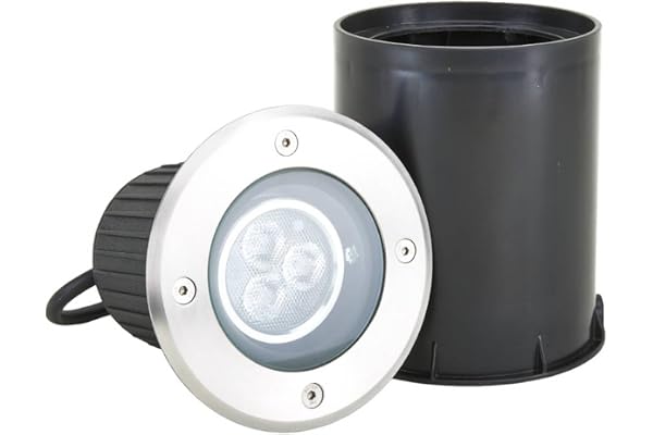 LED Spot encastrable dans le sol JOS (Moderne) en Gris Inox (à 3 lampes,), Luminaire d’extérieur pour jardin la terrasse balcon & maison