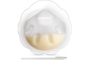 haakaa Petal Soft - Contenitore per la raccolta del latte materno discreto, a prova di perdite, coppa del petto riutilizzabile, contenitore per il latte per l'allattamento con spazzola per la pulizia