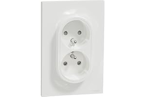 Schneider Electric - Odace prise de courant 2P+T double Blanc, à griffes spécial renovation, 1 poste - S521089