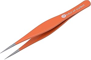 Abdul of Sialkot Pointed Tweezers,Pointed Nose Tip, Sharp Precision Ingrown Hair, Surgical Pointed for Blackheads & Splinters/Best Tweezers for Eyebrows (Orange)