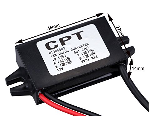 Yeeco Wasserdichte DC-DC-Abwärtswandler Spannungsregler 8-22V bis 5V 3A / 15W Netzteil 12V Min USB-Kabel-Anschluss Kfz-Ladegerät Stromversorgung Volt Geregelter Konverter Transformator bis 5V - 5