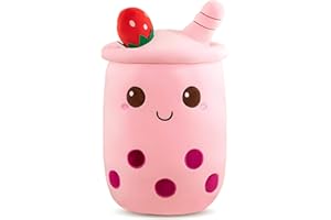 Aitsite Bubble Tea Plush, Boba Plush Fluffy Stuffies Soft Toys Cuddle Pillow Cute Stuff Squish Mallow Plush Toy Fluffy Stuffies Boba Plushies Milk Tea Hugging Pillow Cuddle Cushion (35CM)
