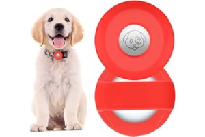 PKQTOP Pet Collar Holder for Airtag, Silicone Dog Collar Cover Compatible with Apple Airtag GPS Tracker, Waterproof Case for Cat Collar