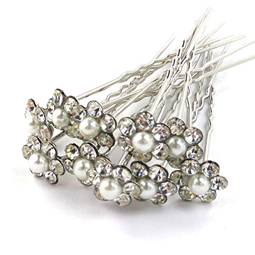 20pcs Wedding Bridal Pearl Flower Rhinestone Crystal Hair Pins Clips Grips