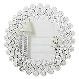Abmessungen und Gewicht: Große Wandspiegel. Gesamtgröße: 70 cm Durchmesser x 1,6 cm Dicke, Mittelspiegel: 40 cm Durchmesser. Nettogewicht: 5.1kg. Einfache Installation, zwei Personen für Installationsarbeiten erforderlich und auch empfehlenswert